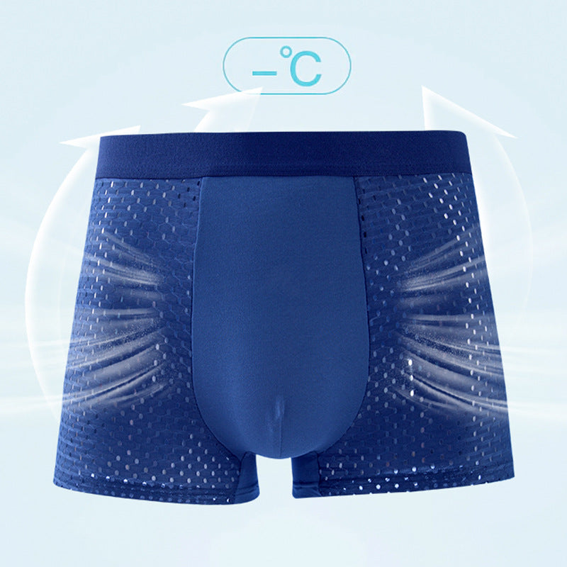 Men Ice Silk Mesh Boxer Briefs 4pc