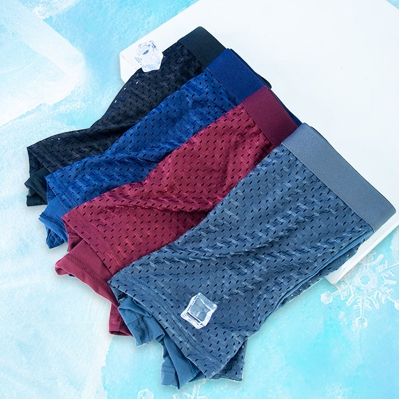 Men Ice Silk Mesh Boxer Briefs 4pc