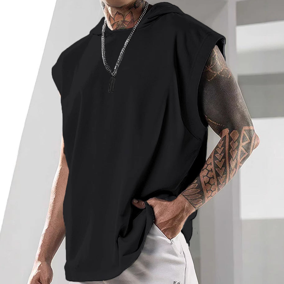 Sleeveless Loose Fitness Hooded Sports Vest