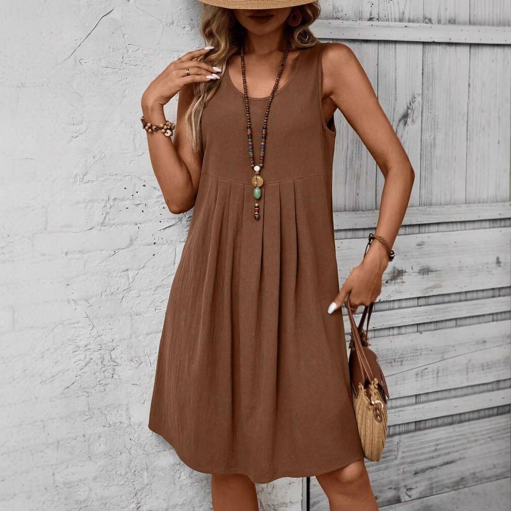 Casual Cotton And Linen Dress