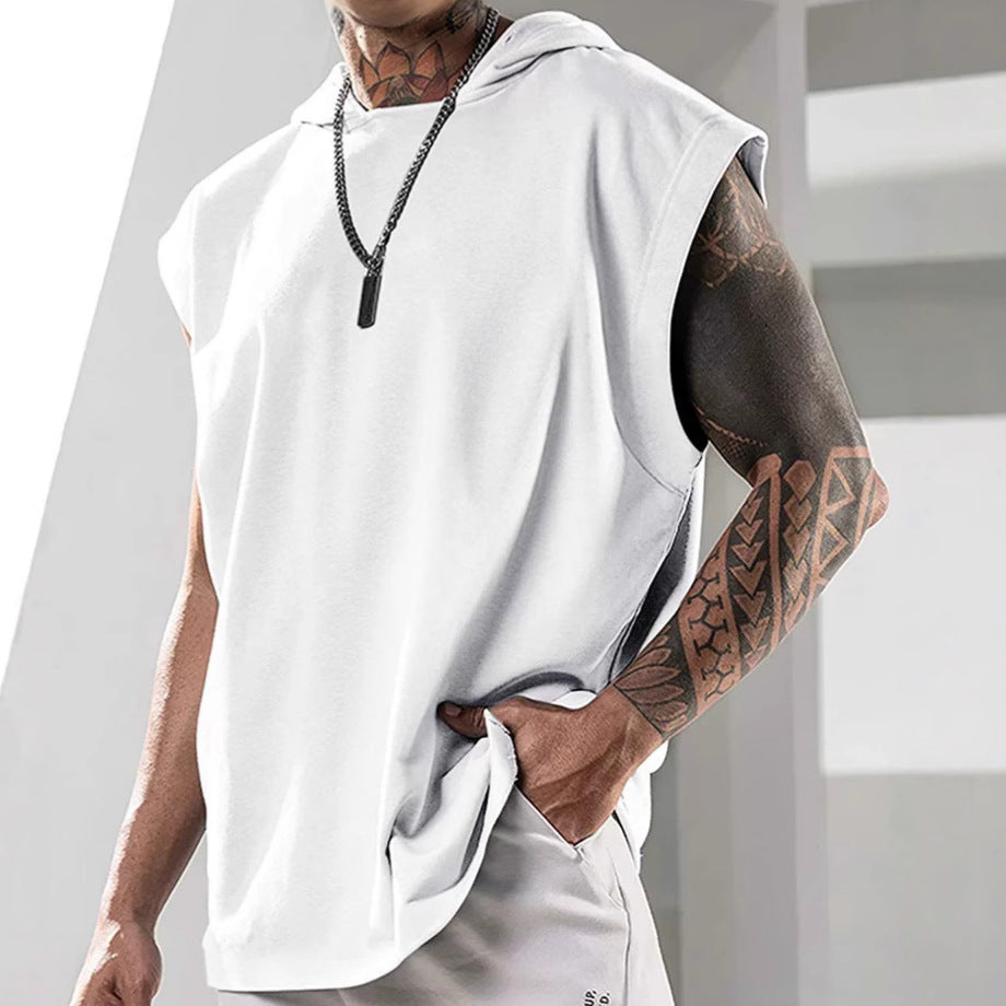Sleeveless Loose Fitness Hooded Sports Vest