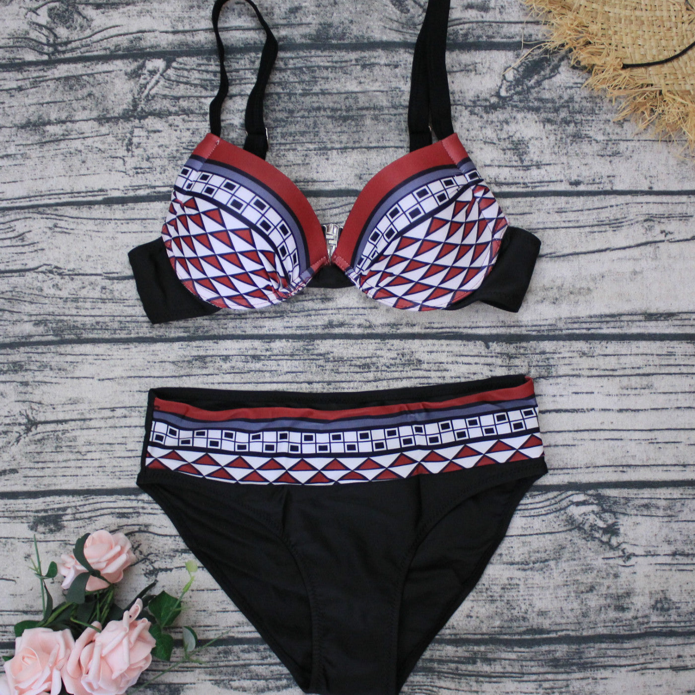 Vintage Printed Swimsuit Set