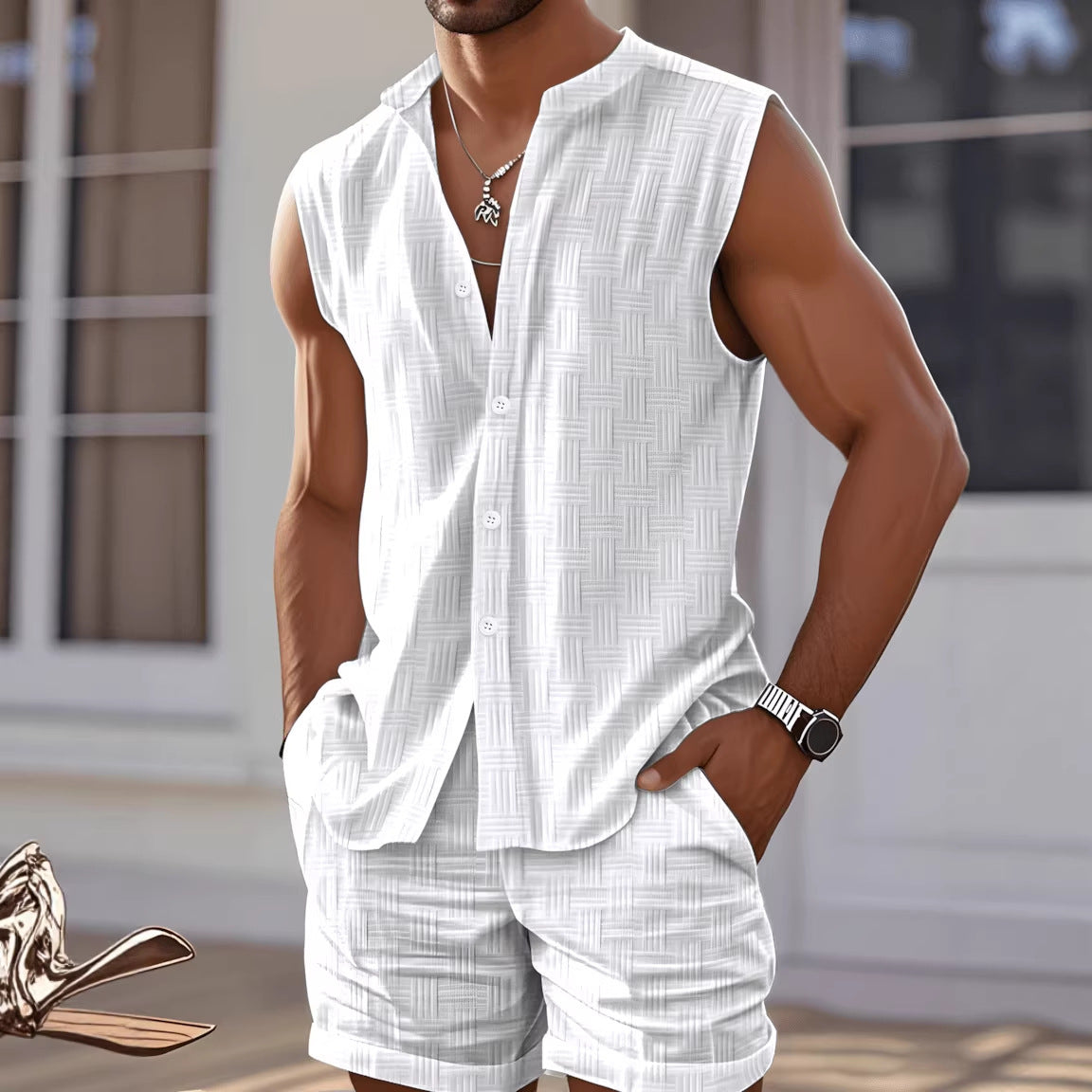 Casual Sleeveless Sportswear Set