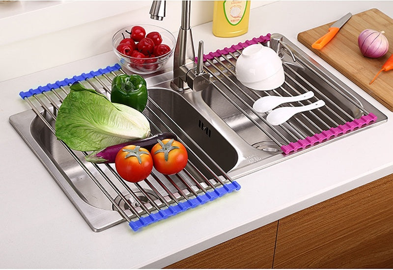 Stainless Steel Folding Kitchen Drain Sink Rack