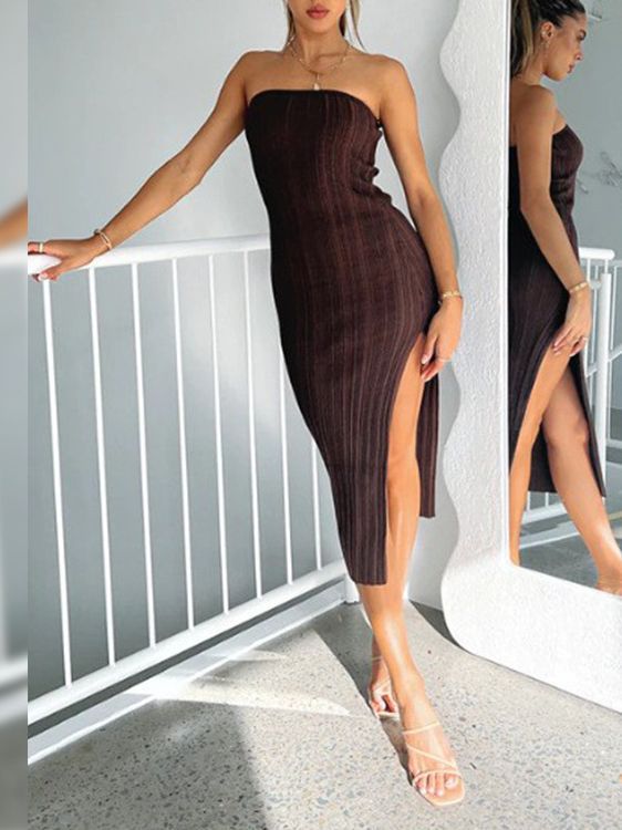Knitted Split Slim Dress