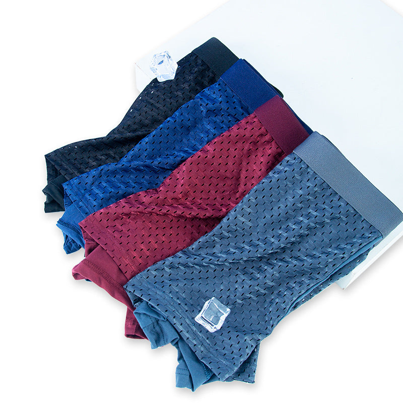 Men Ice Silk Mesh Boxer Briefs 4pc