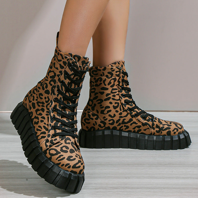 Leopard Print Platform Boots