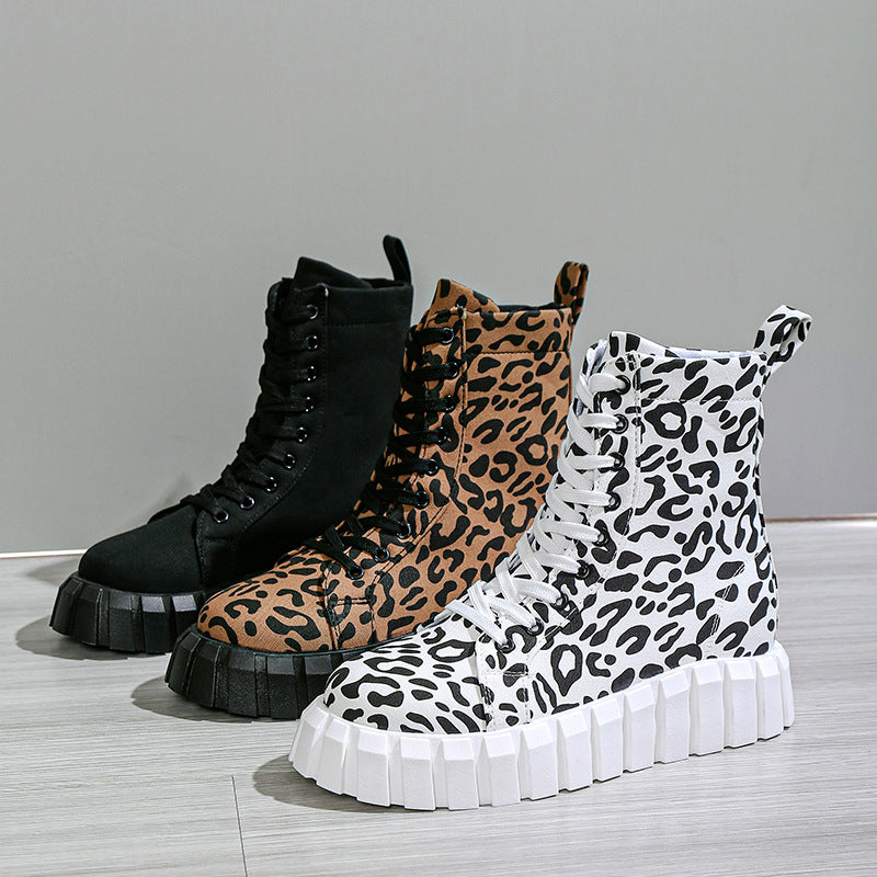 Leopard Print Platform Boots