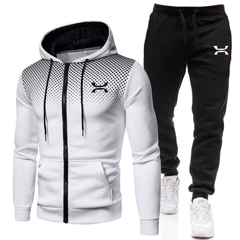 Printed Zip-Up Hoodie And Pants Training Set