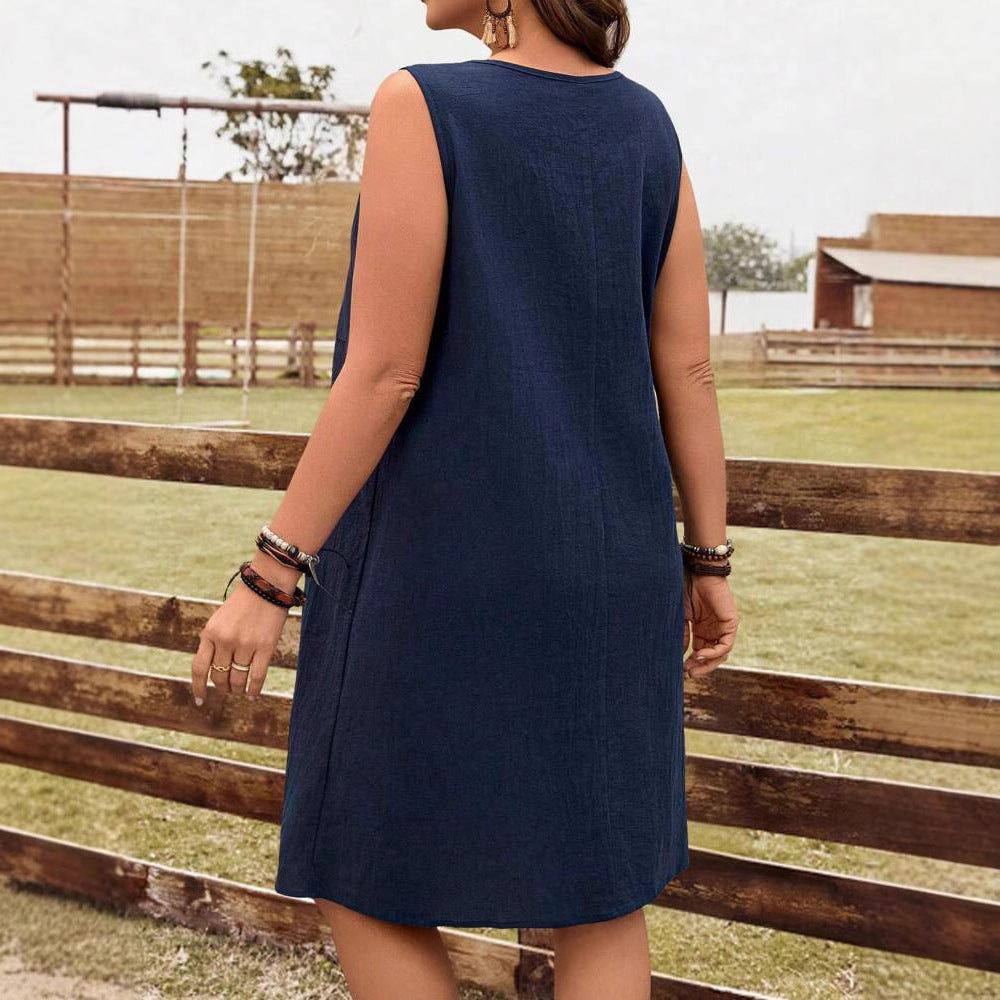 Casual Cotton And Linen Dress