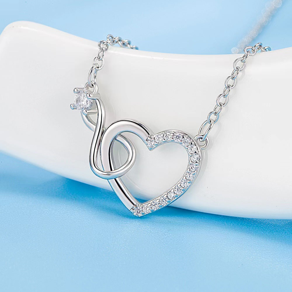 Heart-Shaped Zircon Infinity Love Necklace