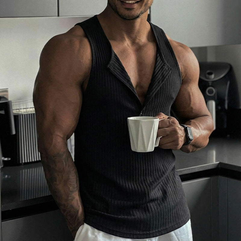 Multi-button Sports Fitness Vest Top