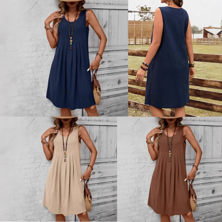 Casual Cotton And Linen Dress