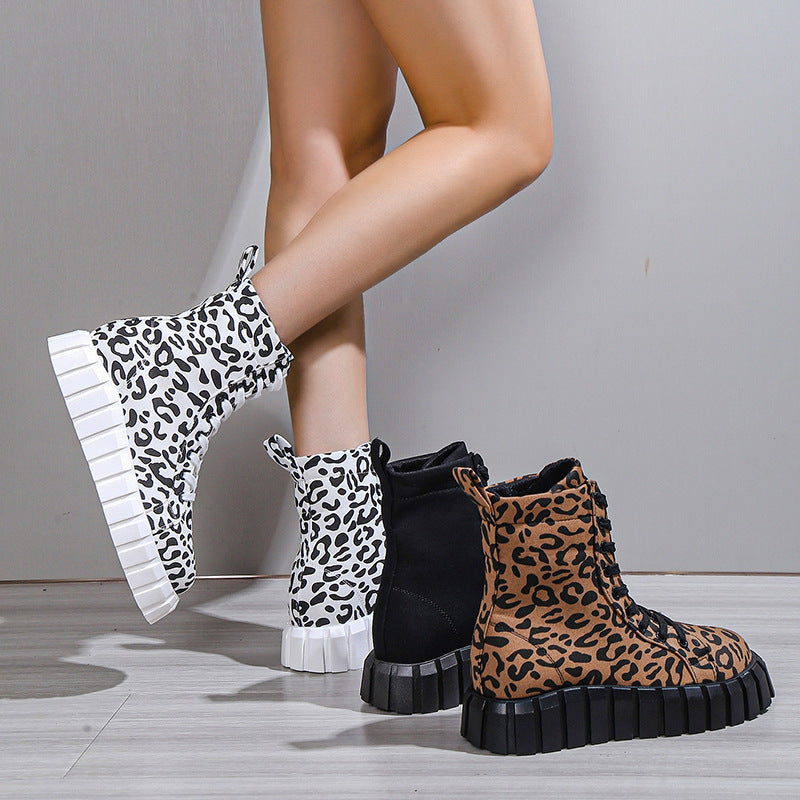 Leopard Print Platform Boots