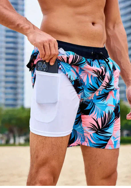 3D Digital-printed Double-layer Beach Shorts