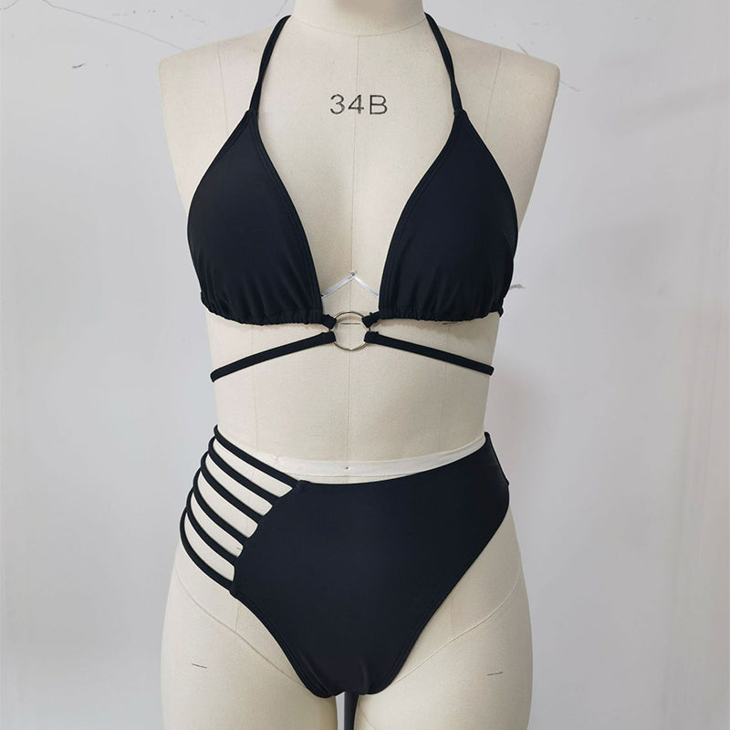 Two-piece Halter Neck Cutout Strap Swimsuit Set