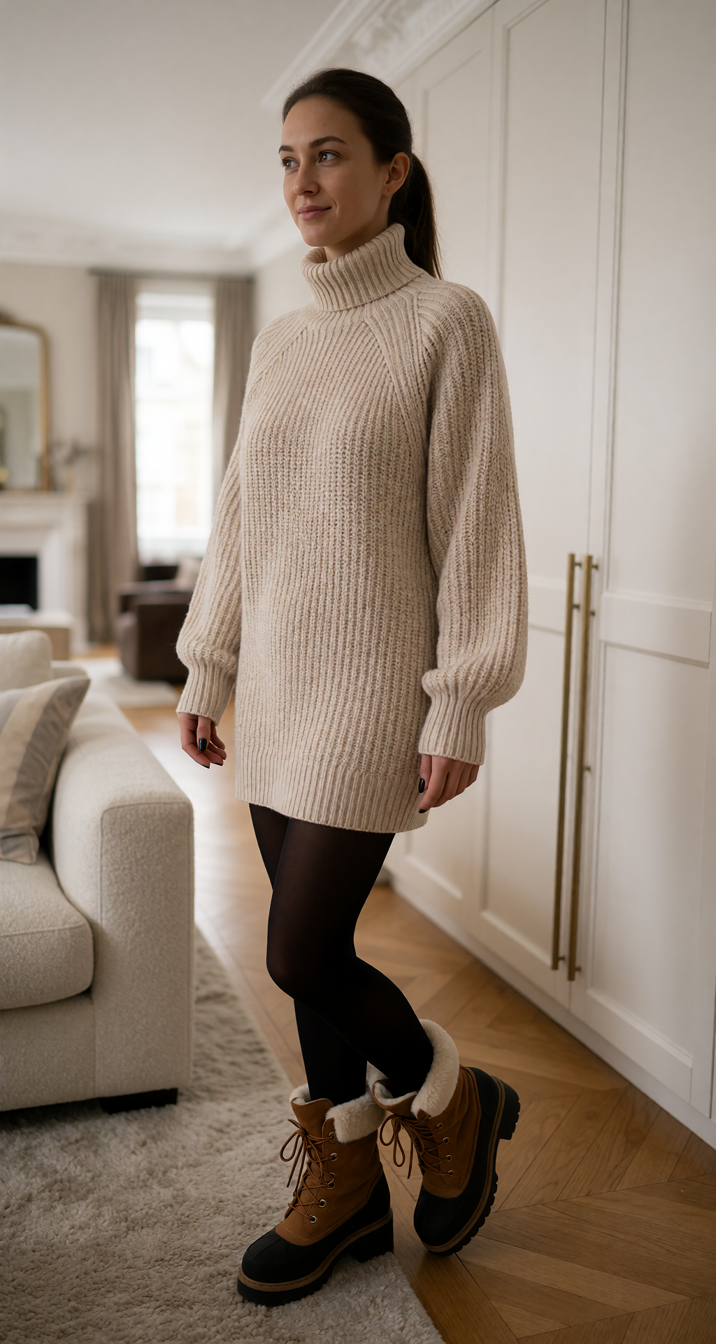 Turtleneck Long Sweater Dress