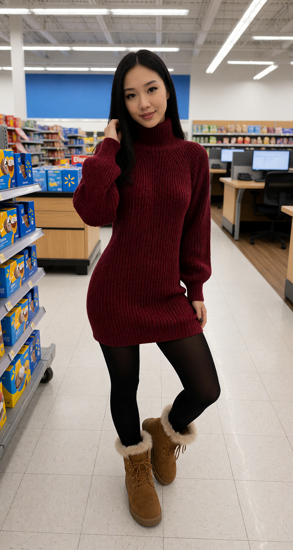 Turtleneck Long Sweater Dress