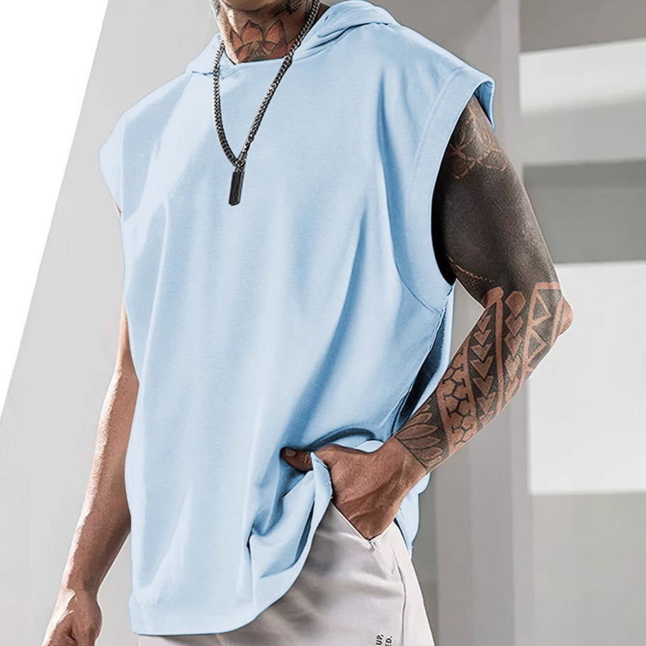 Sleeveless Loose Fitness Hooded Sports Vest
