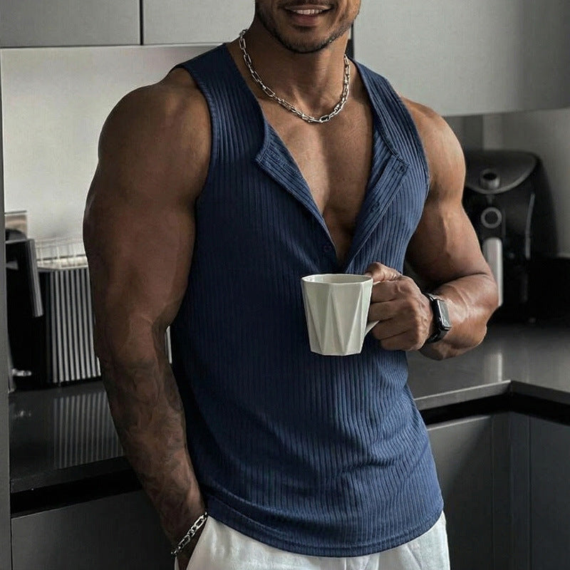 Multi-button Sports Fitness Vest Top