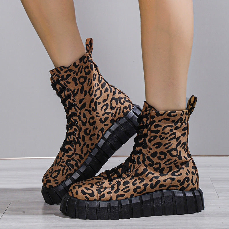 Leopard Print Platform Boots