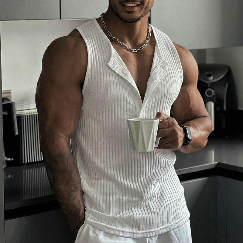 Multi-button Sports Fitness Vest Top