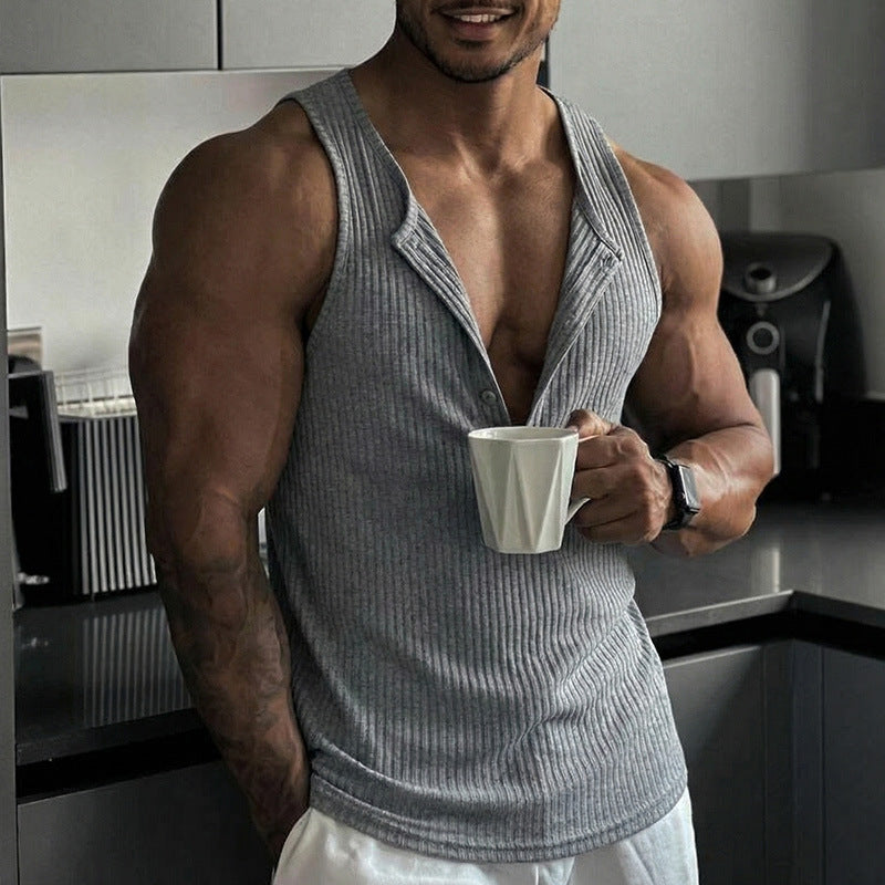 Multi-button Sports Fitness Vest Top